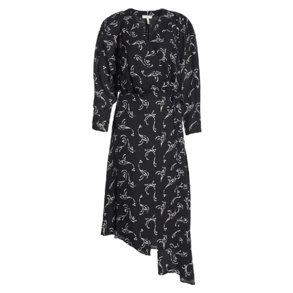 Joie Acantha Asymmetrical Wrap Silk Dress Caviar Size Small S - Picture 1 of 16